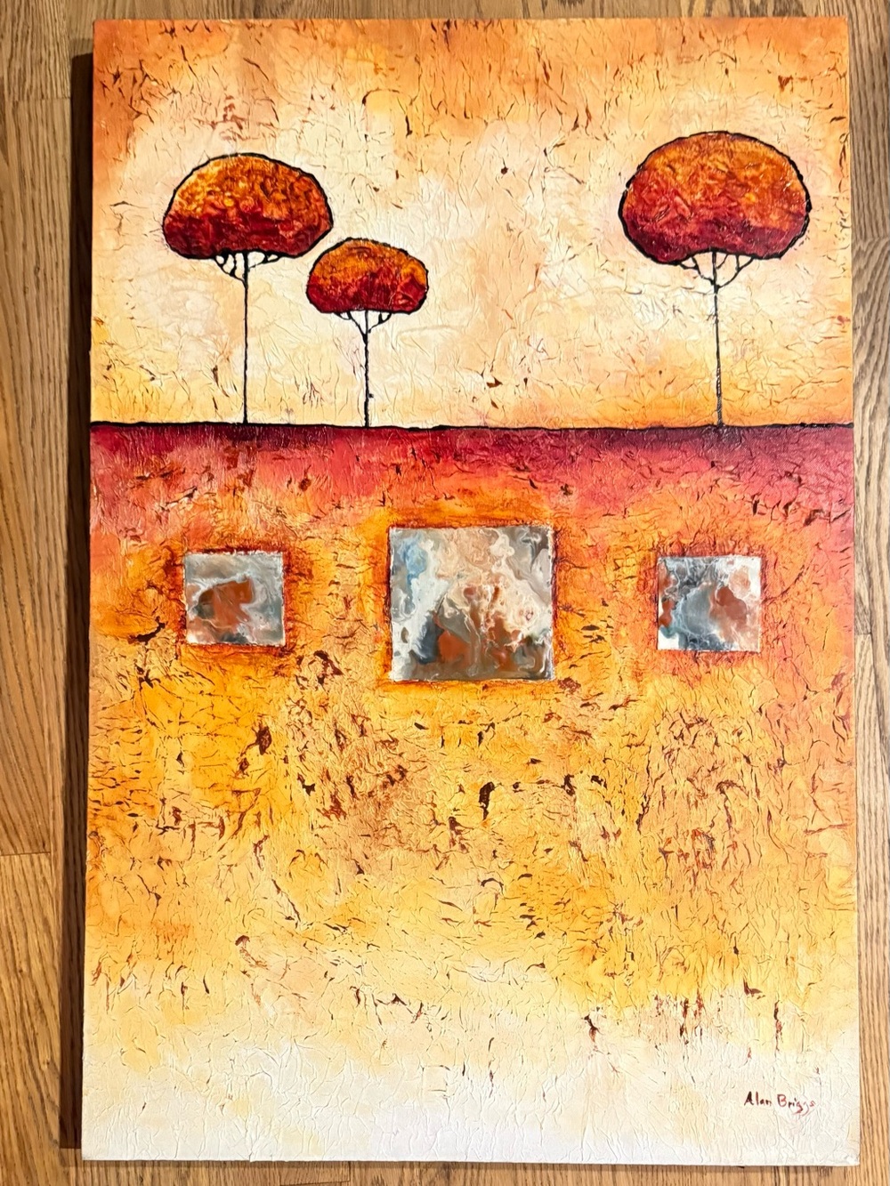 Alan Briggs Original 24x36 Mixed Media Encaustic Painting Signed Southwest Art